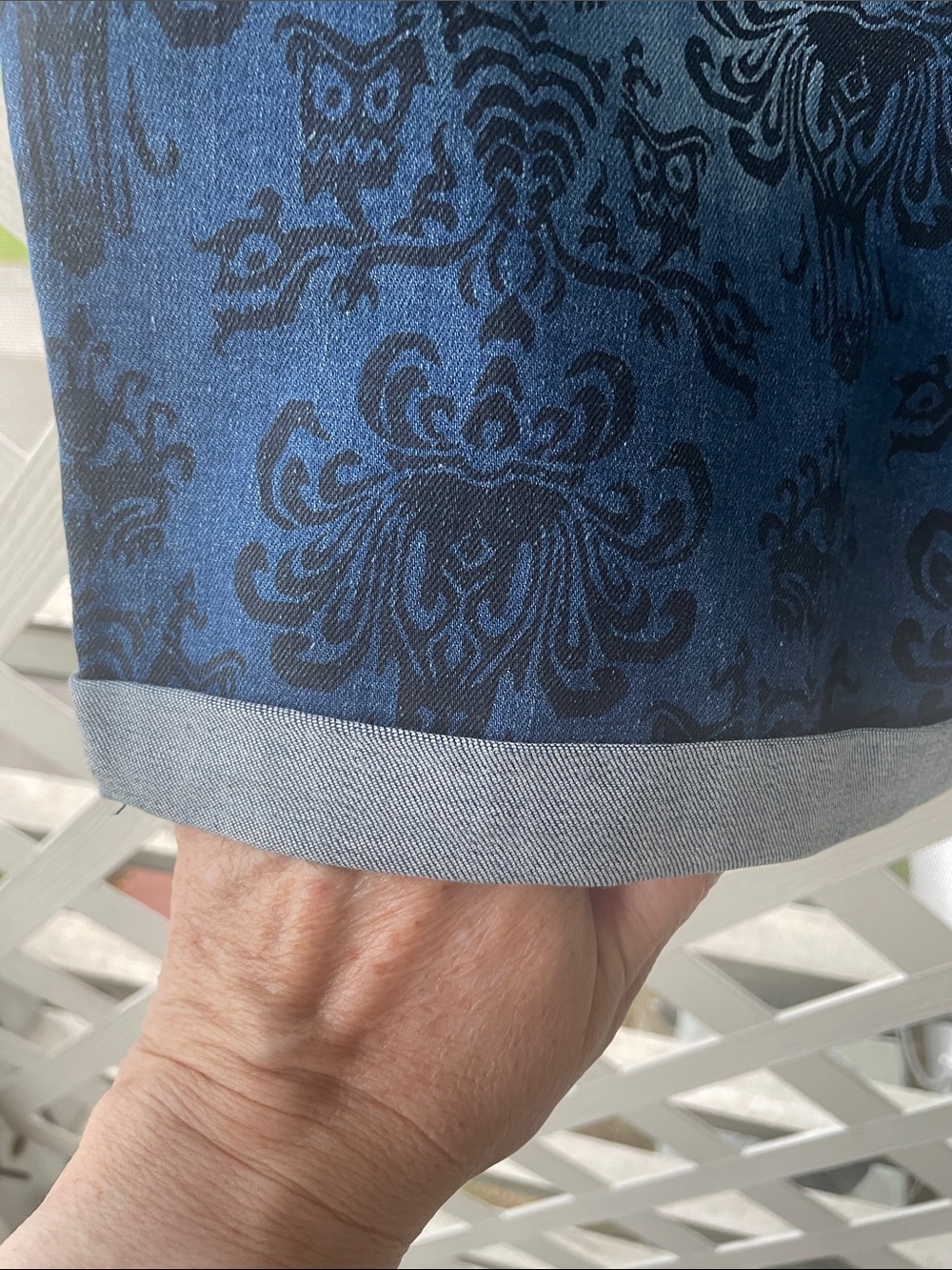 Disney Haunted Mansion Wallpaper Print Denim Shorts - Picture 5 of 10